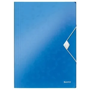 LEITZ Chemises 3 rabats à élastique WOW en polypopylène. Coloris Bleu.