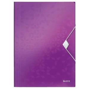 LEITZ Chemises 3 rabats à élastique WOW en polypopylène. Coloris Violet.