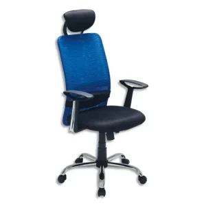 Siège Colorado en maille Assise et appui-tête Noirs Dossier Bleu, basculant centré, accoudoirs fournis