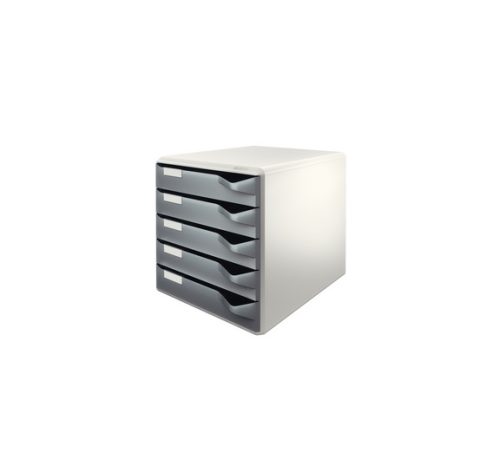 LEITZ Module de classement 5 tiroirs. Gris/Gris foncé. Dimensions (lxhxp) : 28,5x29x35,5cm