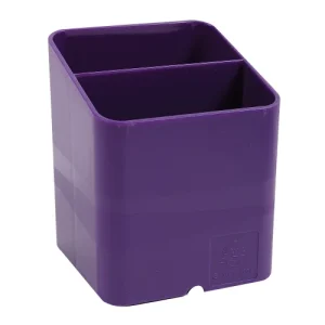 EXACOMPTA Pot à crayons 2 compartiments, passe-câble sous le pot à crayon pour bloquer un fil. Violet