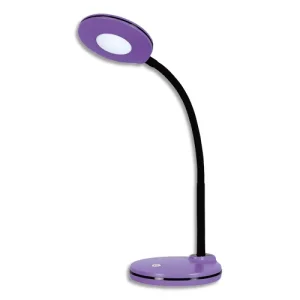 HANSA Lampe led Splash Violet,avec variateur. Dim. Tête D10,5 cm, bras flexible H32 cm, socle D13 cm