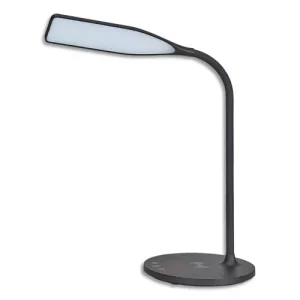 ALBA Lampe Led Smart Noir en ABS. Tête L24 cm, bras H35 cm, socle D17 cm