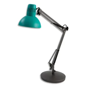 ALBA Lampe Led Archicolor métal Vert menthe, pince étau+ampoule. Tête D16,5cm, bras 42+39 cm, solce D20cm