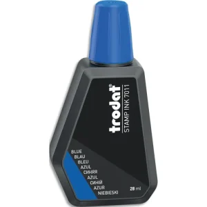 TRODAT Encre à tampon sans huile pour recharger tampons encreurs. Flacon de 28ml Bleu