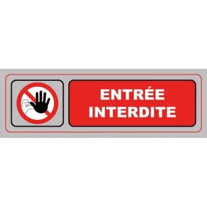 VISO Plaque de signalisation auto-adhésive en plastique couleur aluminium 17 x 5cm - Entrée interdite