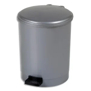 CEP Poubelle à pédale 12 Litres Gamme trio Gris silver en PP recyclable, anse en plastique, D27 x H34 cm