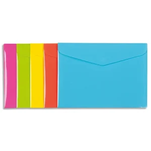 VIQUEL Chemise enveloppe HAPPY FLUO en polypropylène 2/10ème. Format 33,5 x 24 cm. Coloris assortis