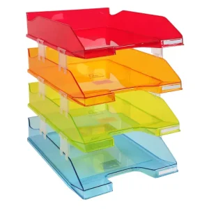 EXACOMPTA Set 4 corbeilles courrier LINICOLOR 12 éléments superposition fournis Coloris ass translucides