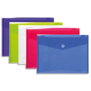 EXACOMPTA Sachet de 5 pochettes-enveloppes scratch A4 en polypropylène 2/10e. Coloris assortis