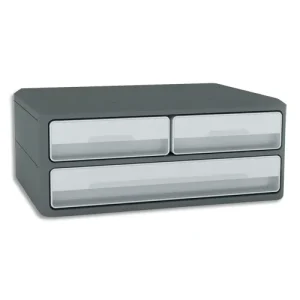 CEP Module MoovUp 2 petits tiroirs + 1 grand. Caisson Gris Foncé et tiroir Gris Clair