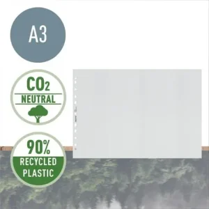LEITZ Sachet de 25 pochettes perforées Leitz Recycle,plastique 90% recyclé/100% recyclable,A3,transparent