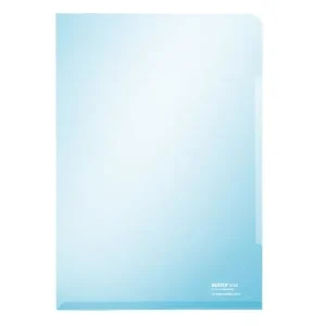 LEITZ Sachet de 100 pochettes-coin A4 en PVC 15/100eme lisse. Coloris bleu