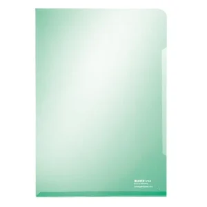 LEITZ Sachet de 100 pochettes-coin A4 en PVC 15/100eme lisse. Coloris vert