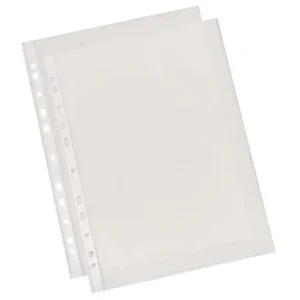 ESSELTE Sachet de 10 pochettes perforées A4 en polypropylène grainé 4.3/100eme. Coloris transparent