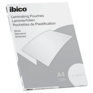 IBICO Basics light Paquet de 100 Pochettes plastification A4, 2 x 75 microns 627308