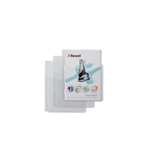 REXEL Sachet de 5 pochettes perforées A4 en PVC 18/100eme avec rabat et soufflet. Coloris transparent