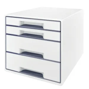 LEITZ Module de classement WOW, 2 petits + 2 grands tiroirs - Dim : L36,3 x H27 x P28,7 cm. Coloris Blanc
