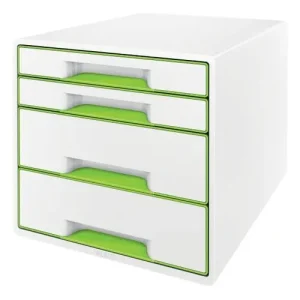 LEITZ Module de classement WOW, 2 petits + 2 grands tiroirs - Dim : L36,3 x H27 x P28,7 cm. Coloris Vert