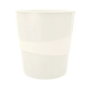 LEITZ Corbeille à papier WOW, en plastique, 15 litres, blanc