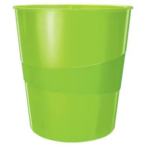 LEITZ Corbeille à papier 15 litres WOW - Dimensions : Ø 29 x H32,4 cm. Finition laquée. Coloris vert