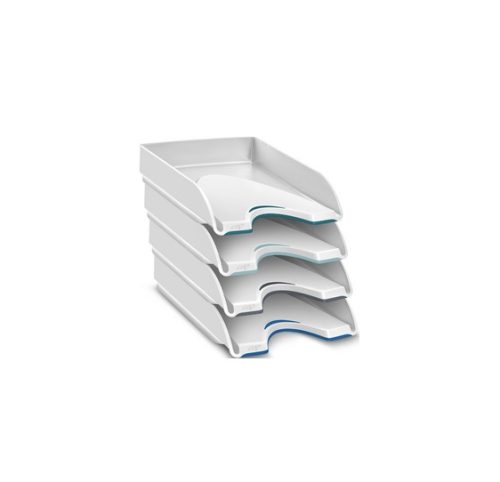 CEP Lot de 4 corbeilles à courrier NUANCE. Dimensions (l x h x p) : 25,7x24,5x34,8 cm. Coloris blanc