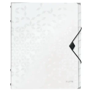 LEITZ Trieur 6 touches WOW en polypropylène. Fermeture élastique et 3 rabats. Coloris Blanc