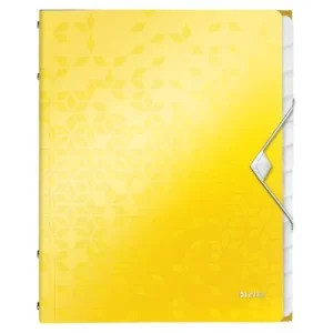 LEITZ Trieur 12 touches WOW en polypropylène. Fermeture élastique 3 rabats. Coloris Jaune