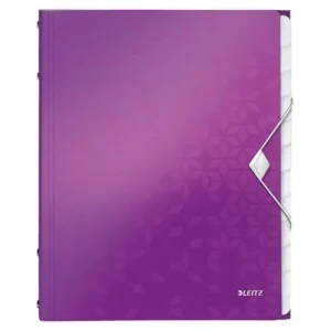 LEITZ Trieur 12 touches WOW en polypropylène. Fermeture élastique 3 rabats. Coloris Violet