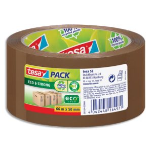 TESA Ruban adhésif d'emballage 100% de plastique recyclé marron Eco & Strong sans solvant 66mx50 mm