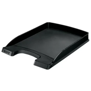 LEITZ Corbeille courrier Plus Slim. Petite capacité. Dim (lxhxp) : 25,5x3,5x35,7 cm. Coloris noir.