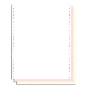 EXACOMPTA Boîte 1000 feuilles listing 70g autocopiante blanc/rse/jne 240x12 3plis bande Caroll détachable