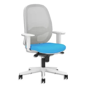 Siège EGGY assise tissu bleu,dossier résille grise, mécanisme synchrone FS, accoudoirs réglables fournis