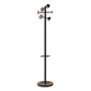 UNILUX Portemanteau Bora bambou noir. 6 patères. éco conçu
