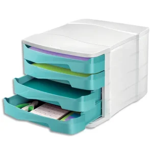 CEP Module de classement PROTECT 4 tiroirs - Dim (lxhxp) : 29,2 x 24,6 x 38,6 cm. Coloris vert d'eau