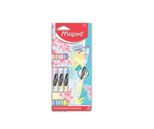 MAPED 3 surligneurs FLUO'PEPS PEN DUO - Coloris pastel