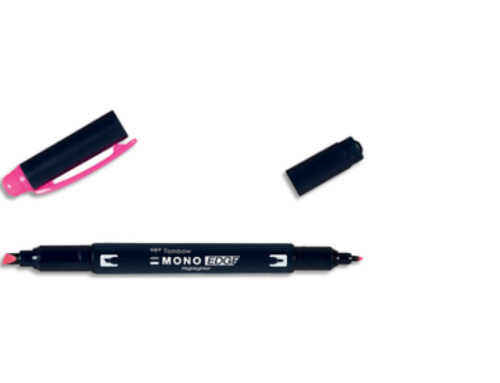 TOMBOW Surligneur MONOEDGE 2 pointes fine/biseautée. Séchage rapide. Coloris rose