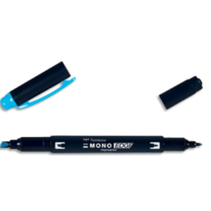TOMBOW Surligneur MONOEDGE 2 pointes fine/biseautée. Séchage rapide. Coloris bleu clair