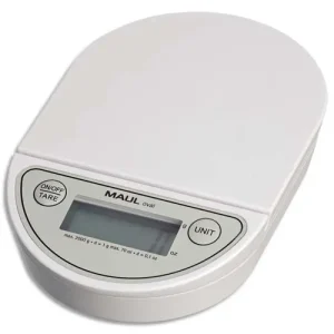 MAUL Pèse-lettre MAULoval électronique en plastique portée 2 Kg - Dim. 18 x 12 x 3 cm, Plateau 12 x 12 cm