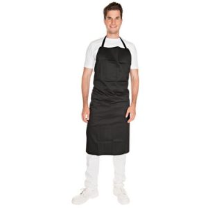 Tablier à bavette, polycoton, noir