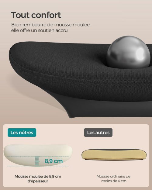 Chaise de bureau ergonomique réglable en toile noir d'encre