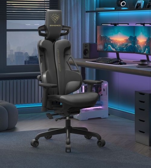 Fauteuil gaming réglable dossier inclinable noir d'encre
