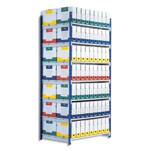 PAPERFLOW Rayonnage Rang'Eco tubulaire élément Départ en acier, 5 tablettes - Dim. L100 x H200 x P68 cm