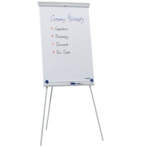 FRANKEN Chevalet de conférence X-tra!Line Standard hauteur réglable jusqu'à 1.880 mm, porte-bloc, surface magnétique, inscriptible et effaçable à sec, avec auget, trépied, couleur du cadre: gris, dimensions du tableau: (L)680 x (H)1.005 mm (EL-FC20)