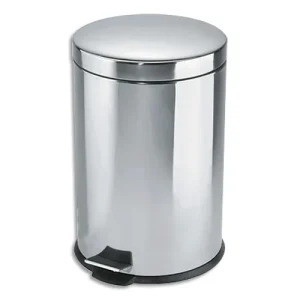 Poubelle à pédale en métal capacité 20 Litres - Diamètre 29,2 cm, hauteur 44,5 cm inox