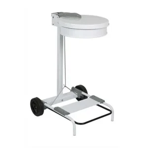 Support sac à pédale mobile HACCP Eco en acier poudré 100L - Dim. L54,6 x H94 x P60 cm Blanc