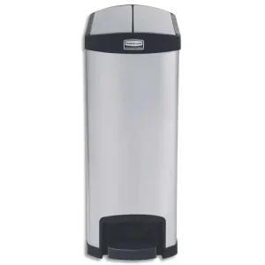 RUBBERMAID Collecteur à pédale Slim Jim en métal étroit, 90 Litres L33,27 x H83,41 x P69,01 cm Gris Noir-1902000