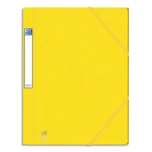 OXFORD Chemise 3 rabats et élastique EUROFOLIO PRESTIGE carte grainée 7/10e,600g.Pour format A4. Jaune