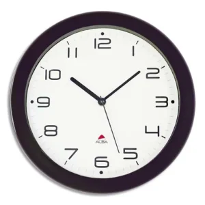 ALBA Horloge murale Hornew silencieuse Noire, pile AA non fournie - Diamètre 30 cm