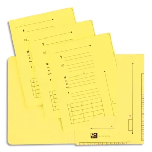 OXFORD Paquet de 25 chemises HV ULTIMATE 2 rabats. En kraft 240g. Pour format A4. Coloris Jaune vif